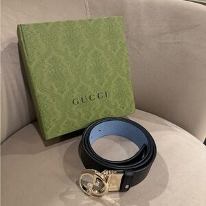 Gucci Black Belt with Gold GG Buckle
